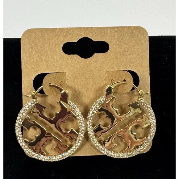 Tory Burch Hoop Logo Earrings - Picture 1 of 5